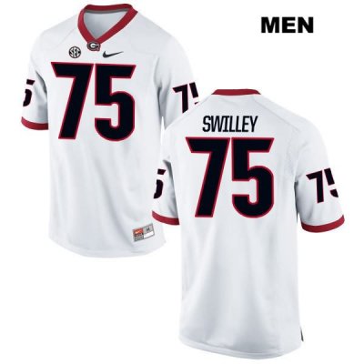 Men's Georgia Bulldogs NCAA #75 Thomas Swilley Nike Stitched White Authentic College Football Jersey GDL5354GJ